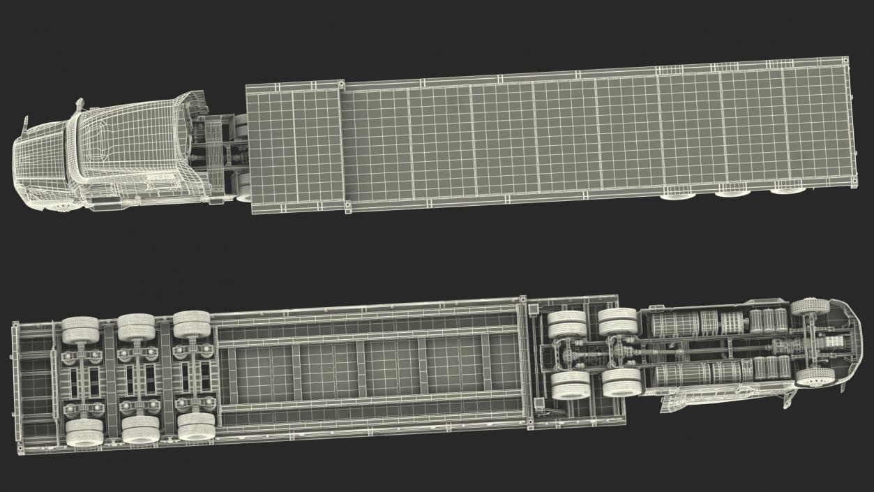 Volvo Truck with Axle Extendable Trailer Rigged 3D