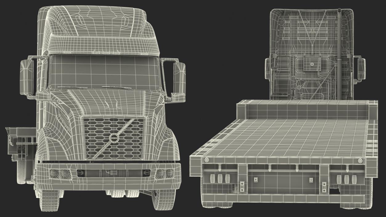 Volvo Truck with Axle Extendable Trailer Rigged 3D