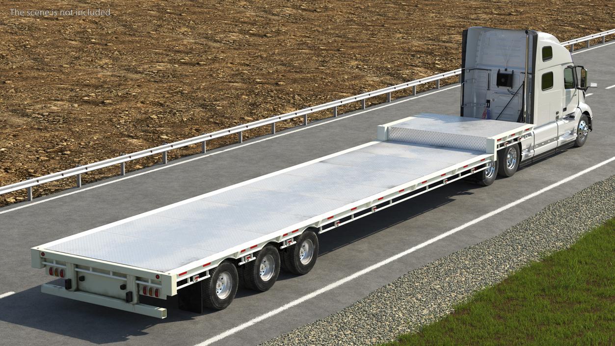 Volvo Truck with Axle Extendable Trailer Rigged 3D