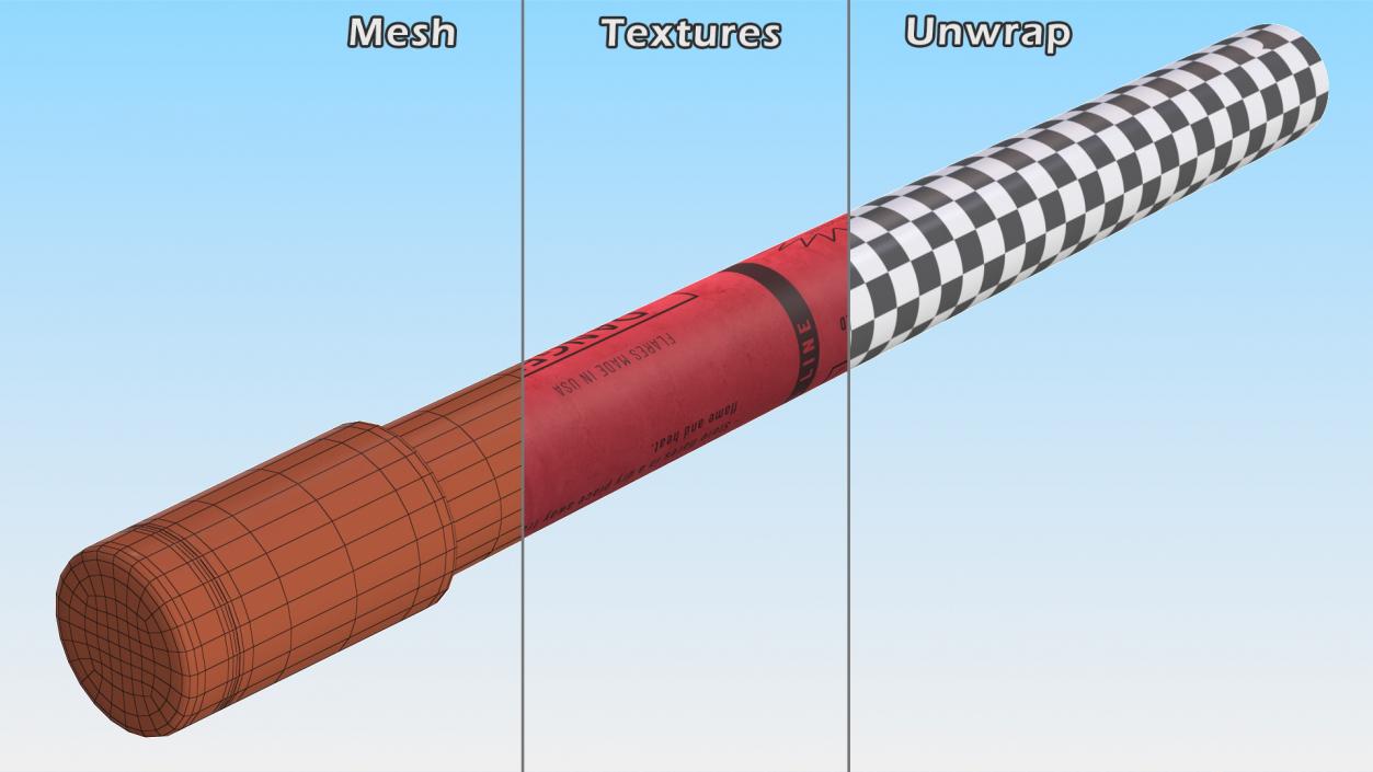 Orion Safety 20 Minute Red Road Flare 3D