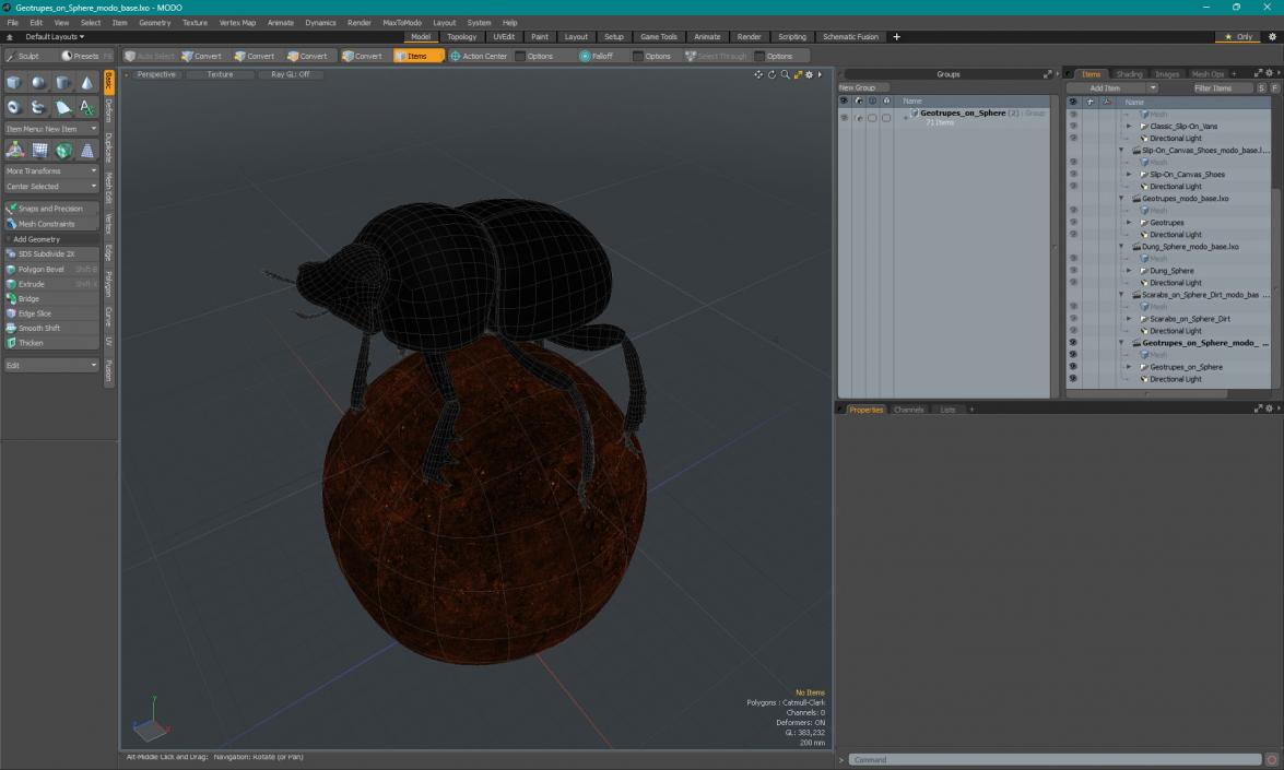 Dung Beetle on Dung Ball 3D model