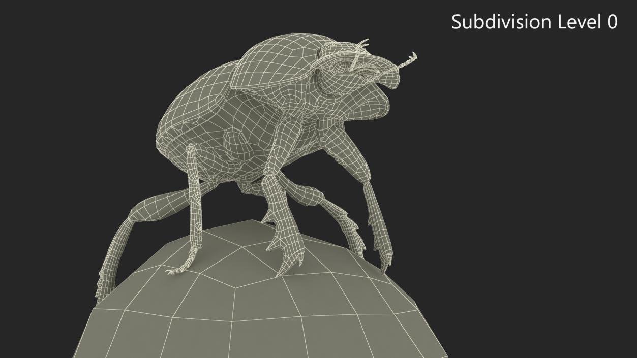 Dung Beetle on Dung Ball 3D model