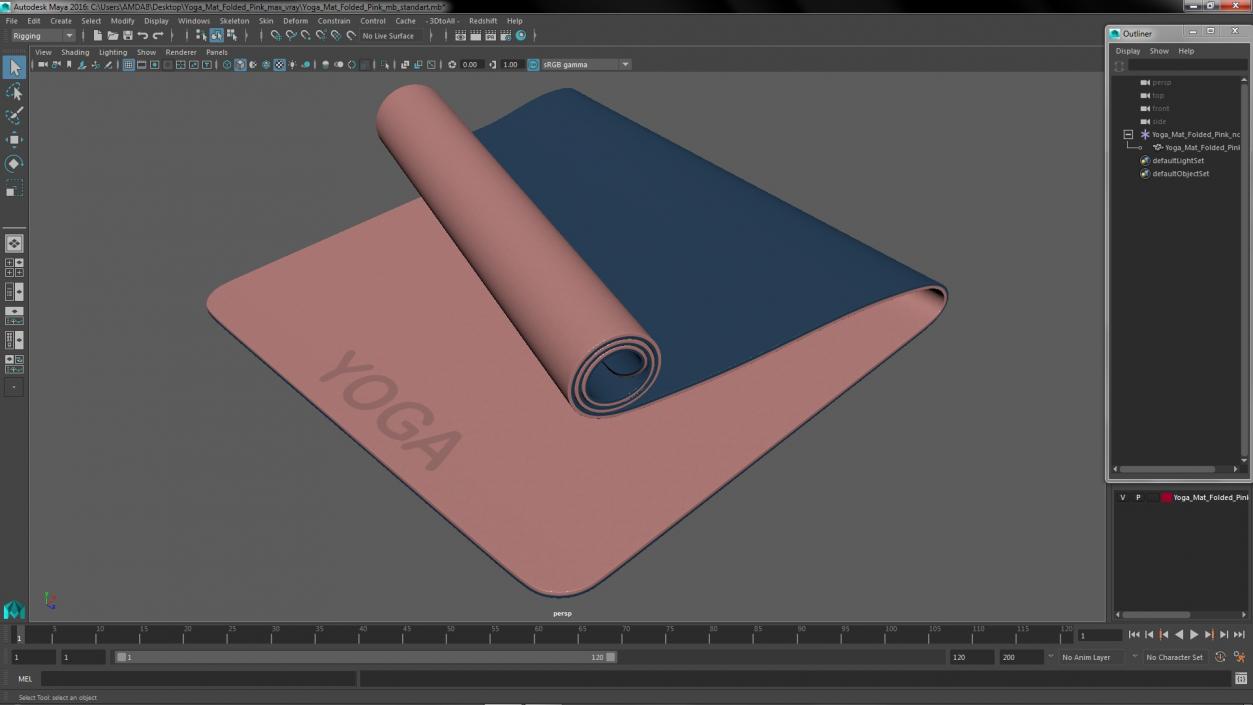 3D model Yoga Mat Folded Pink