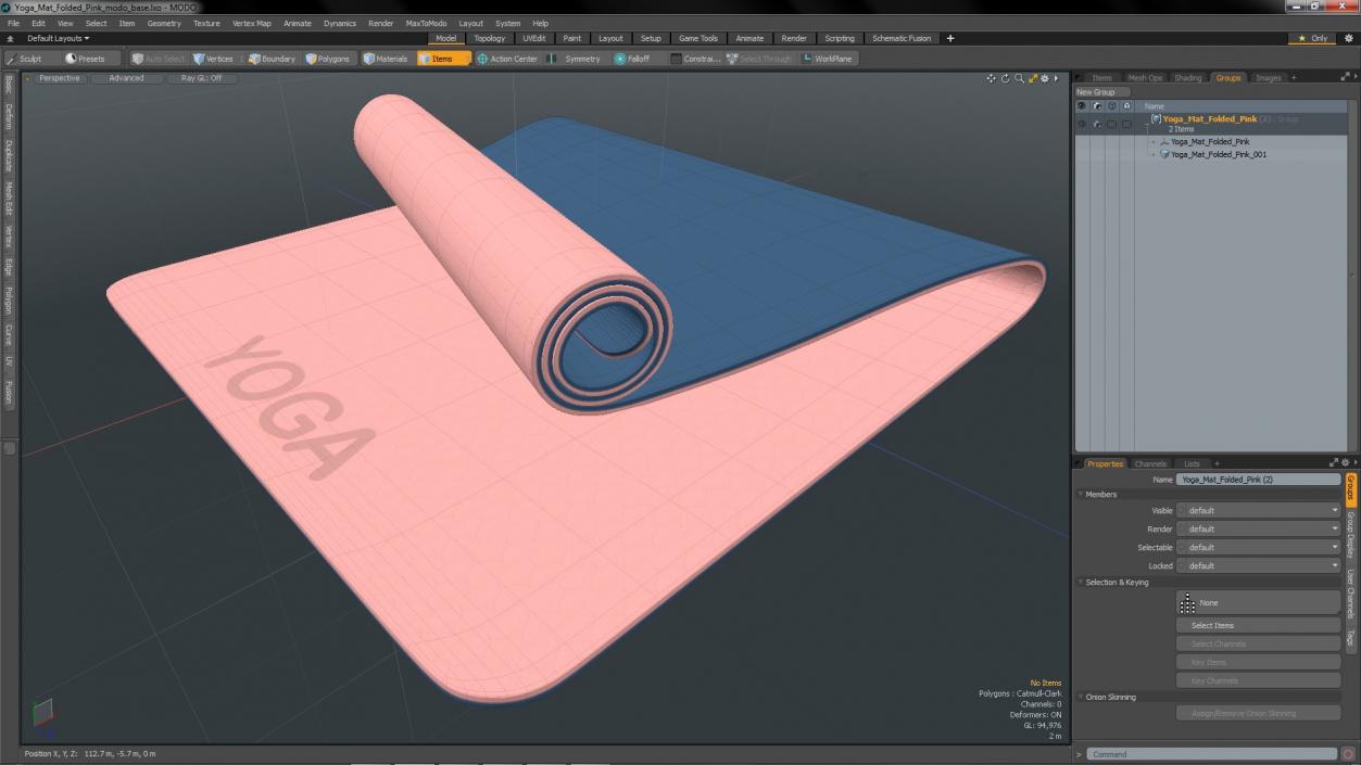 3D model Yoga Mat Folded Pink