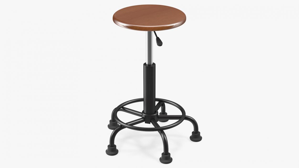 3D model Retro Wood and Metal Drafting Stool