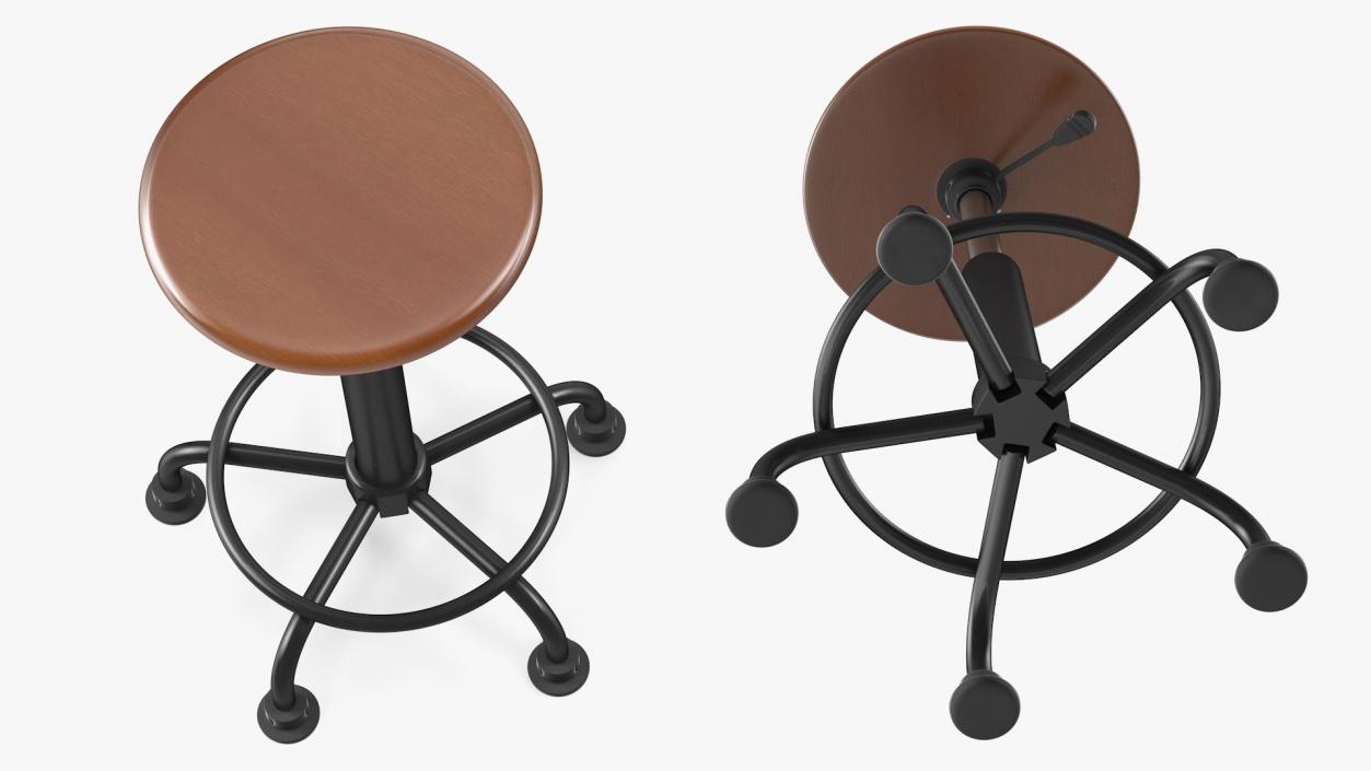 3D model Retro Wood and Metal Drafting Stool