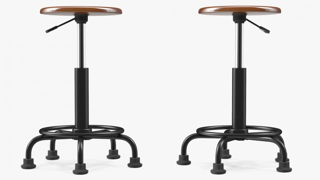 3D model Retro Wood and Metal Drafting Stool