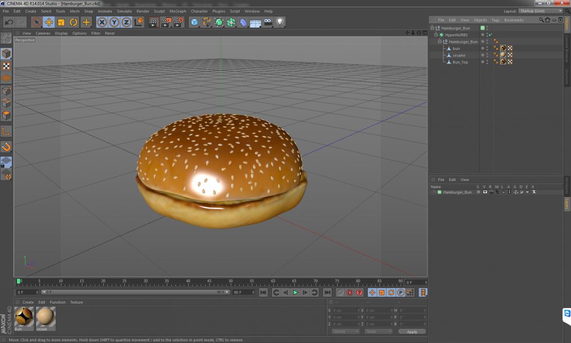 3D Hamburger Bun model