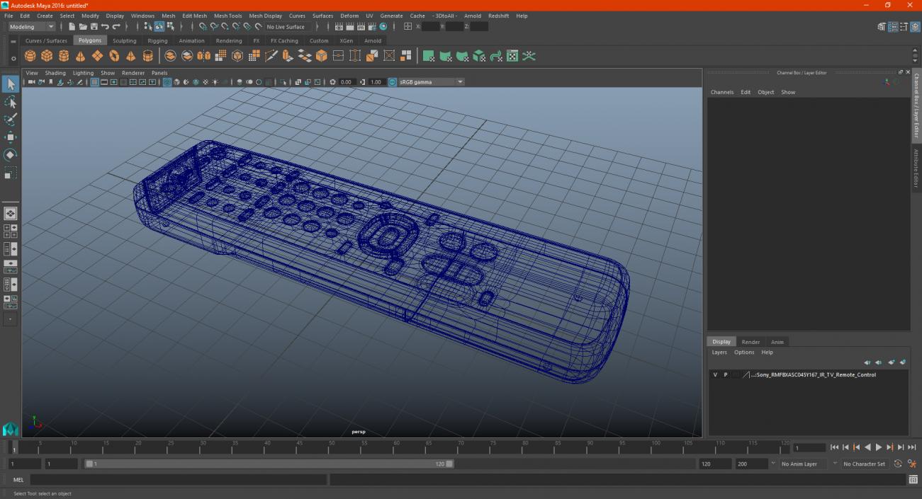 3D Sony RM-Y167 IR TV Remote Control model