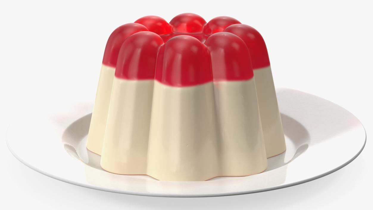 3D Jelly Pudding Chery Milk on Plate model