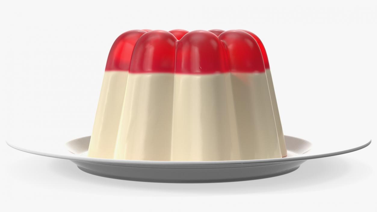 3D Jelly Pudding Chery Milk on Plate model