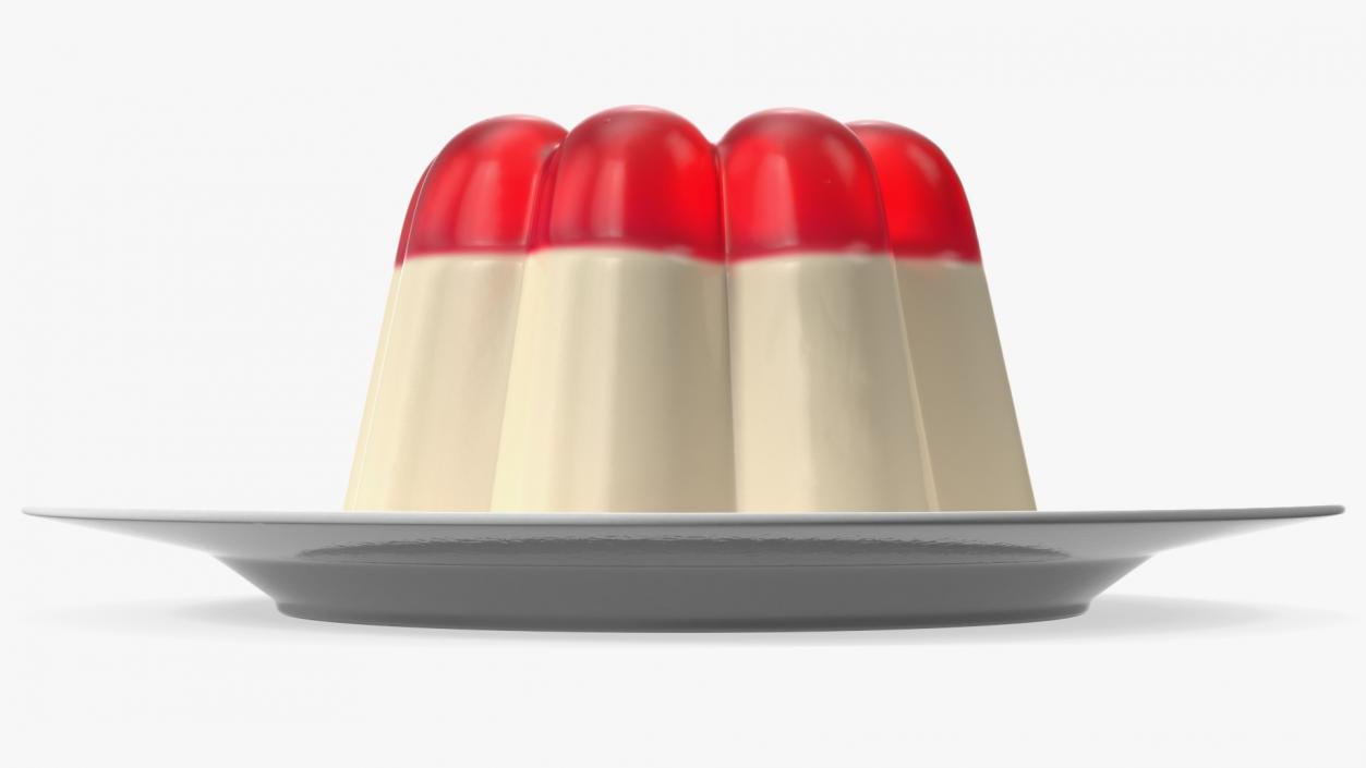 3D Jelly Pudding Chery Milk on Plate model