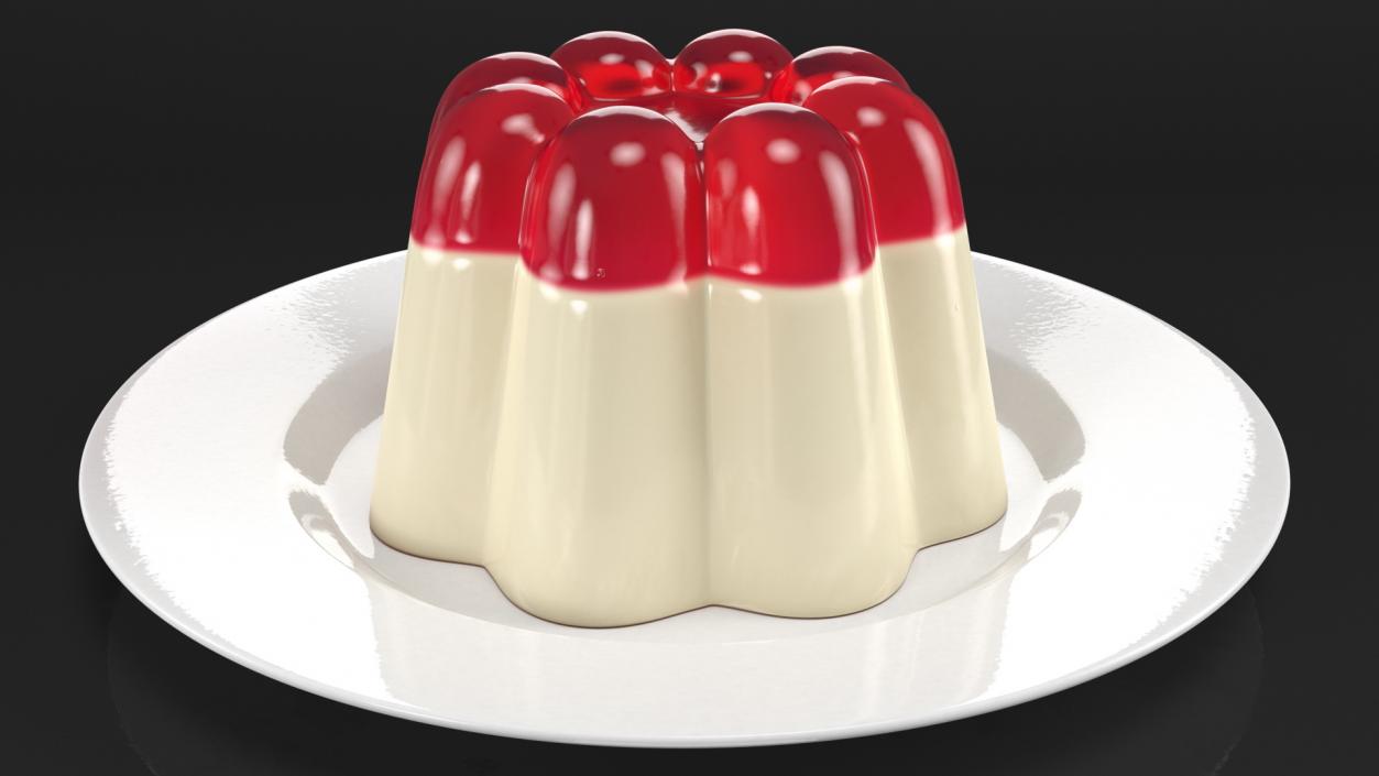 3D Jelly Pudding Chery Milk on Plate model