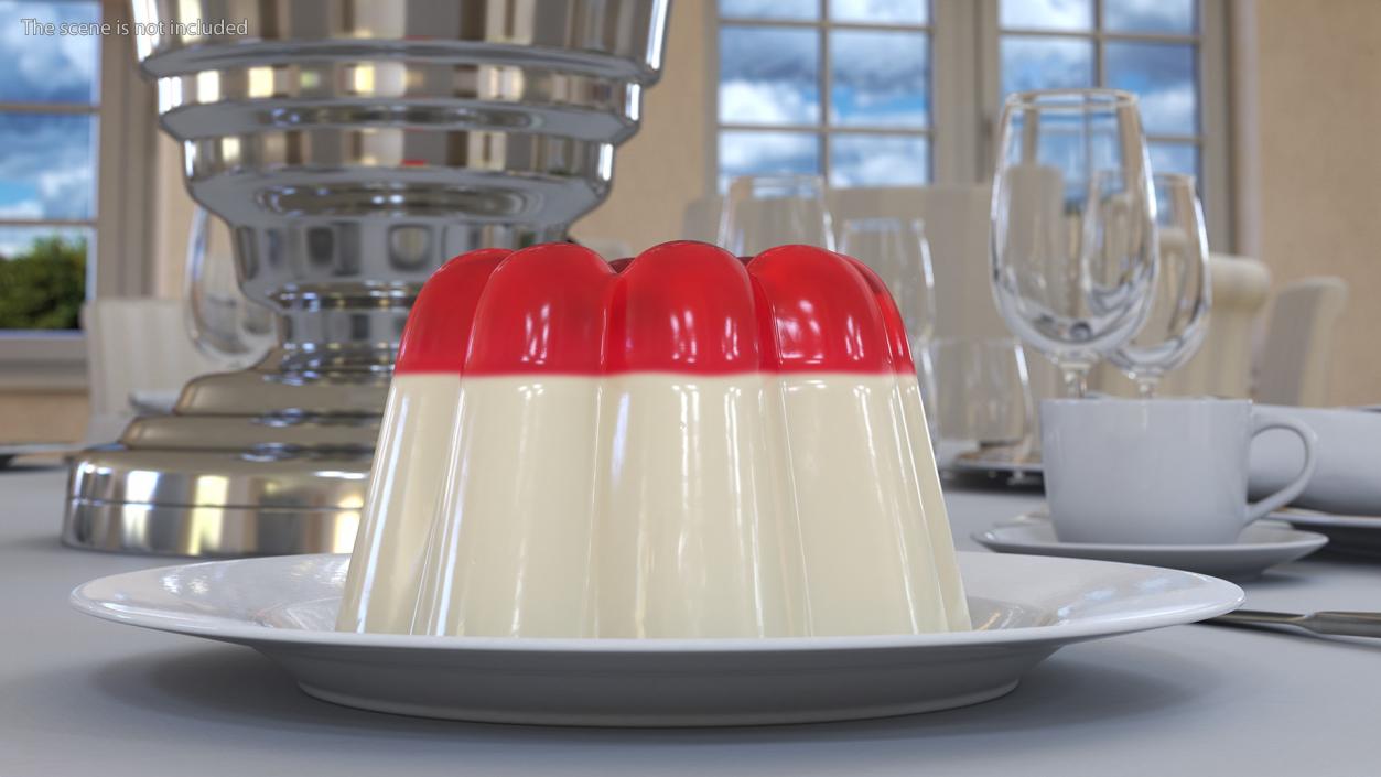 3D Jelly Pudding Chery Milk on Plate model