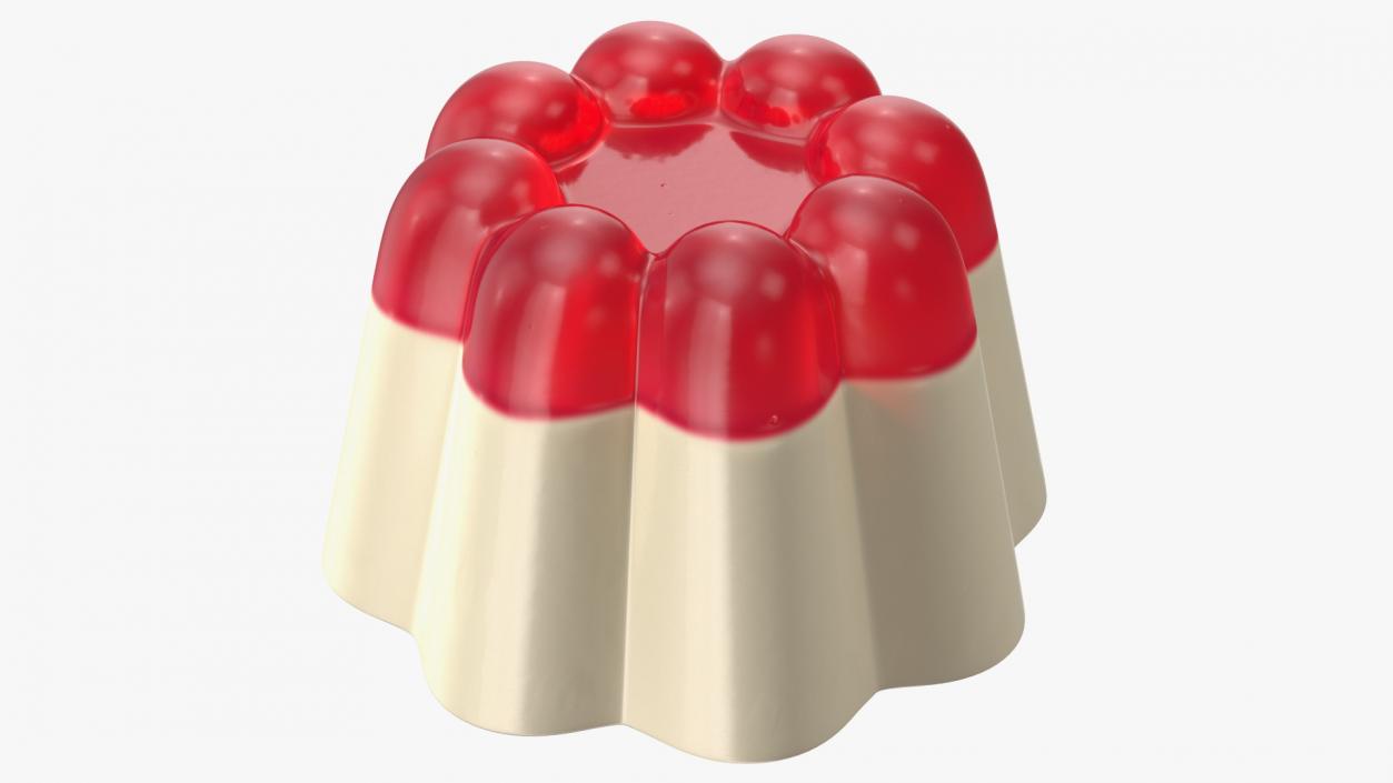 3D Jelly Pudding Chery Milk on Plate model