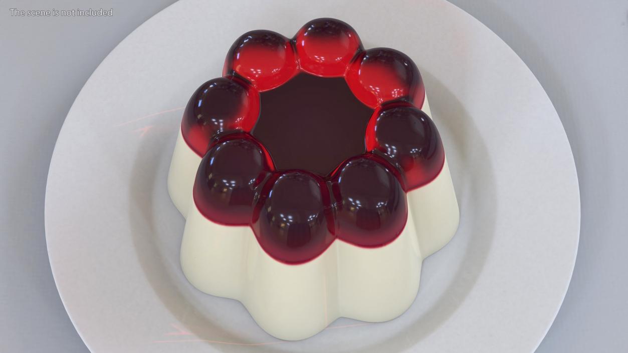 3D Jelly Pudding Chery Milk on Plate model