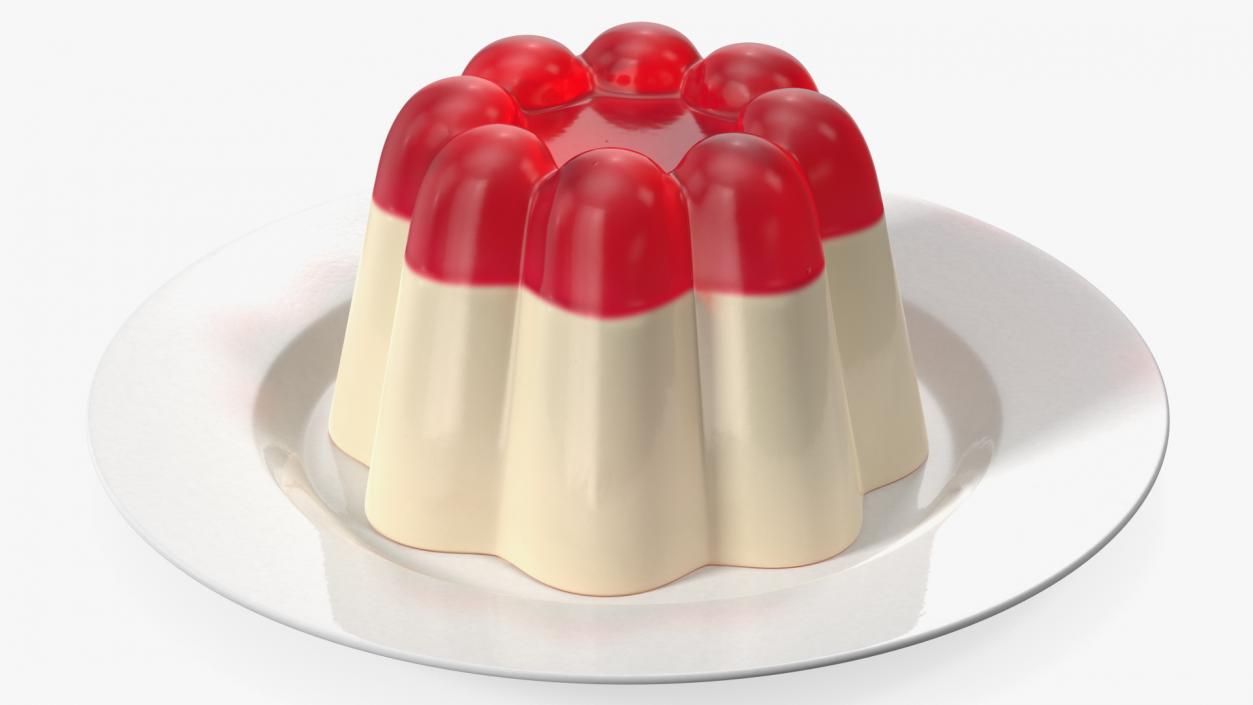 3D Jelly Pudding Chery Milk on Plate model