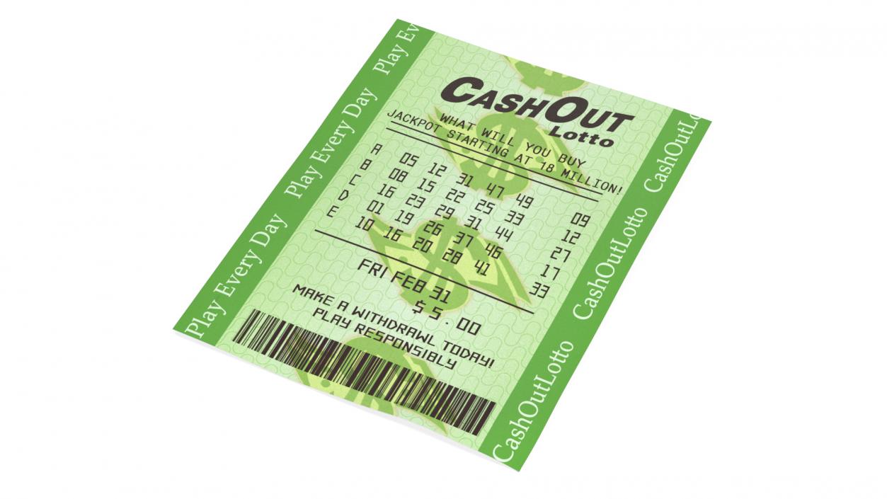 3D Even Cash Out Lotto Ticket