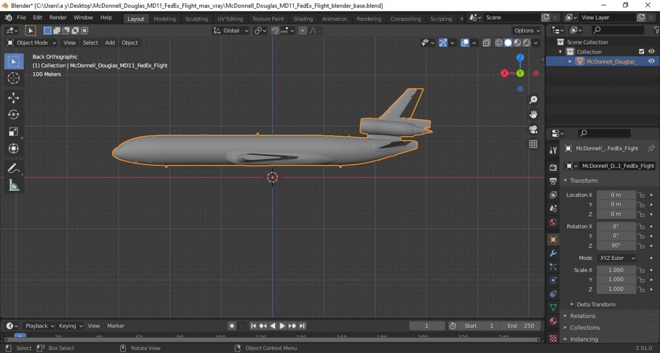 3D model McDonnell Douglas MD11 FedEx Flight