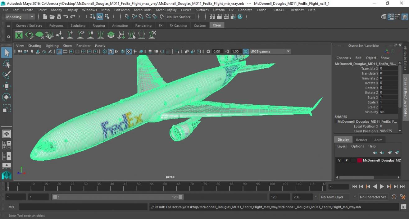 3D model McDonnell Douglas MD11 FedEx Flight