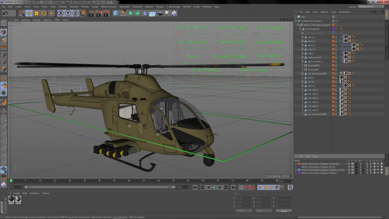 3D Attack Helicopter Rigged for Cinema 4D model