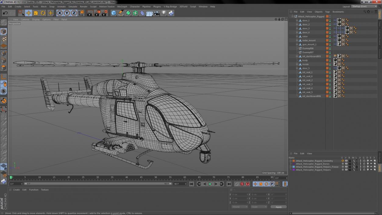 3D Attack Helicopter Rigged for Cinema 4D model