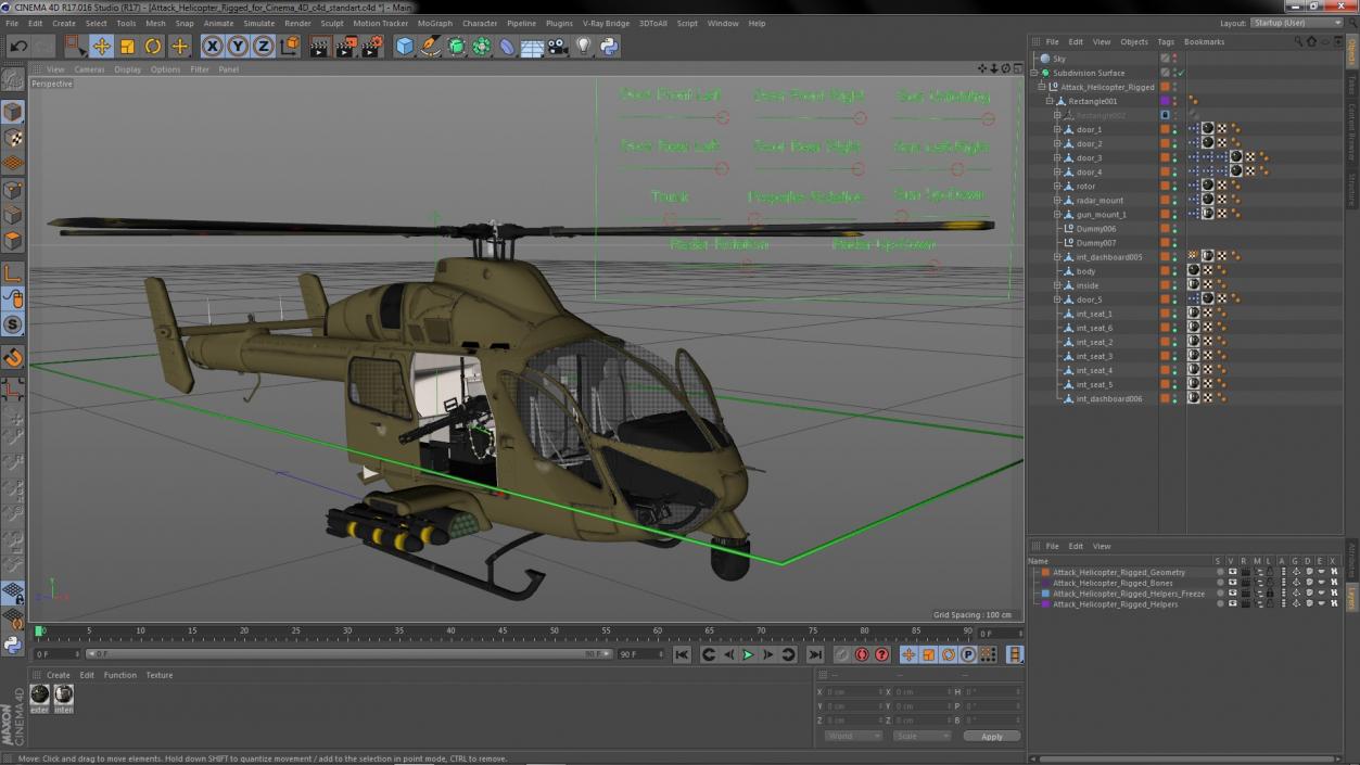 3D Attack Helicopter Rigged for Cinema 4D model