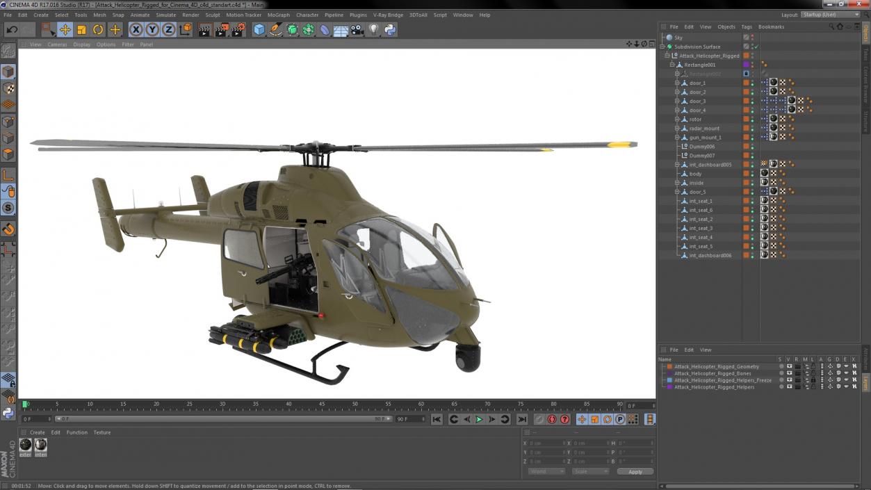 3D Attack Helicopter Rigged for Cinema 4D model