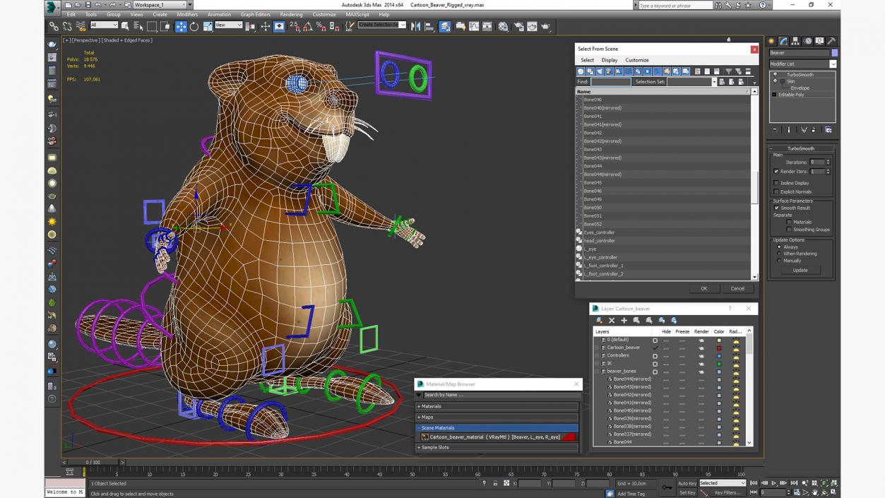 3D Cartoon Beaver Rigged