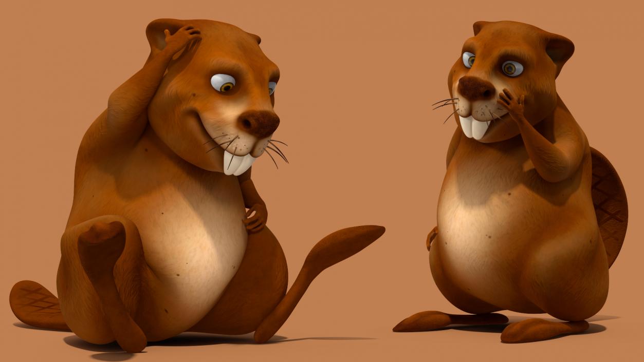 3D Cartoon Beaver Rigged