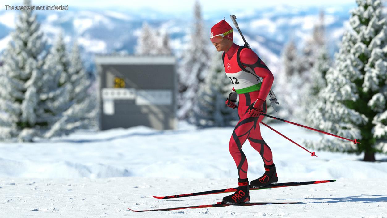 3D Biathlete Fully Equipped Rigged