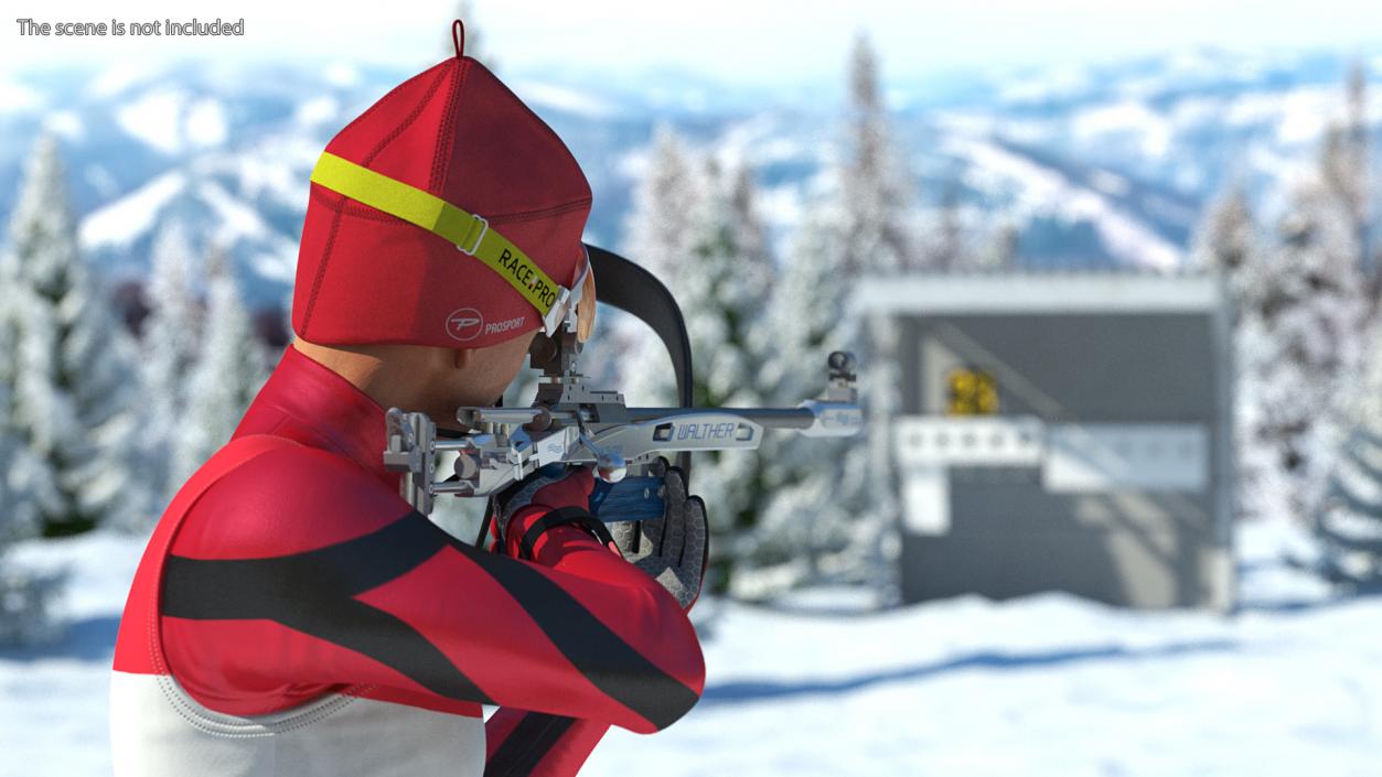 3D Biathlete Fully Equipped Rigged