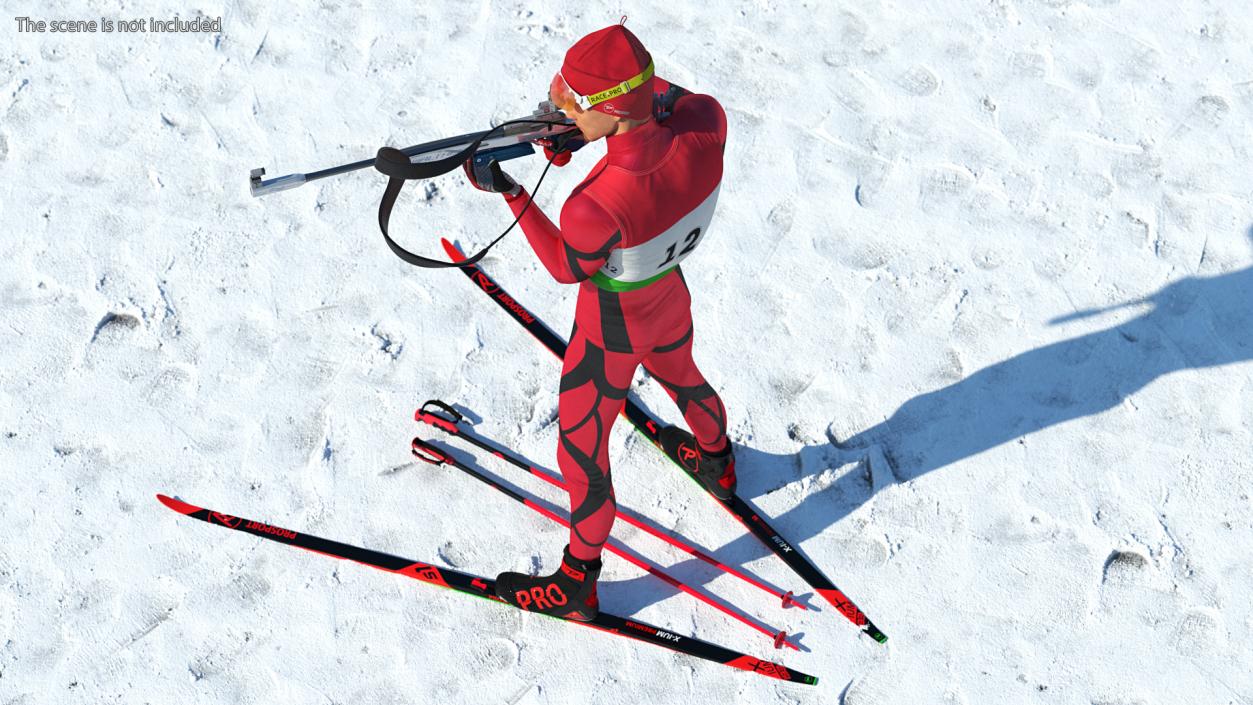 3D Biathlete Fully Equipped Rigged