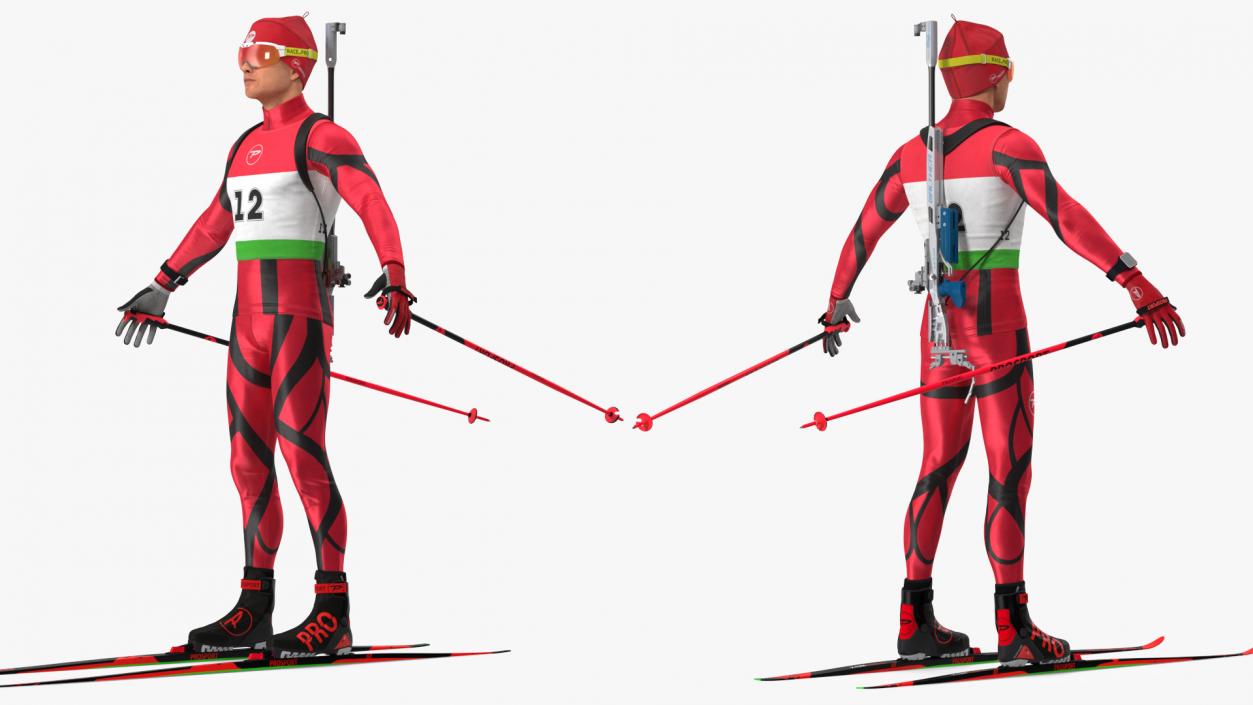 3D Biathlete Fully Equipped Rigged