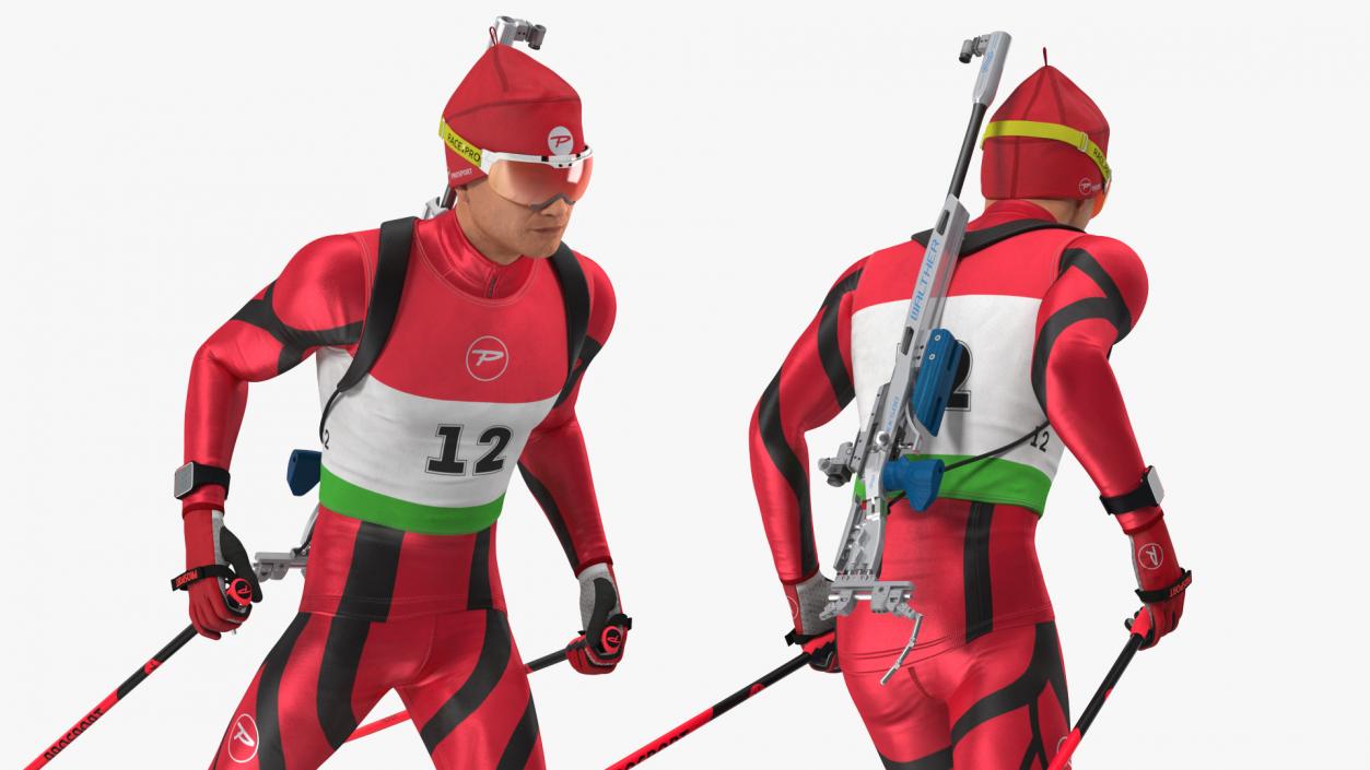 3D Biathlete Fully Equipped Rigged