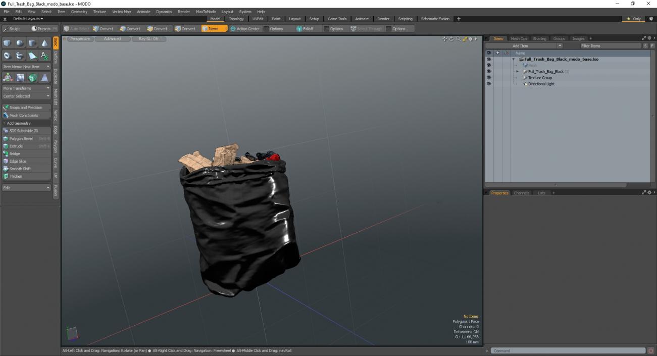 3D model Full Trash Bag Black