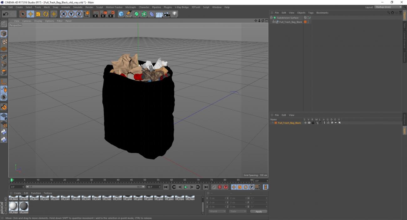 3D model Full Trash Bag Black