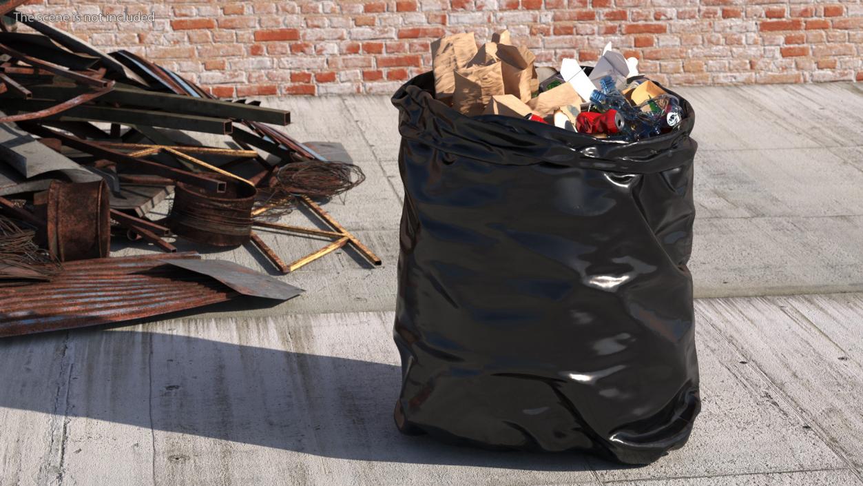 3D model Full Trash Bag Black