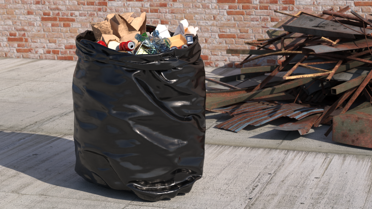 3D model Full Trash Bag Black