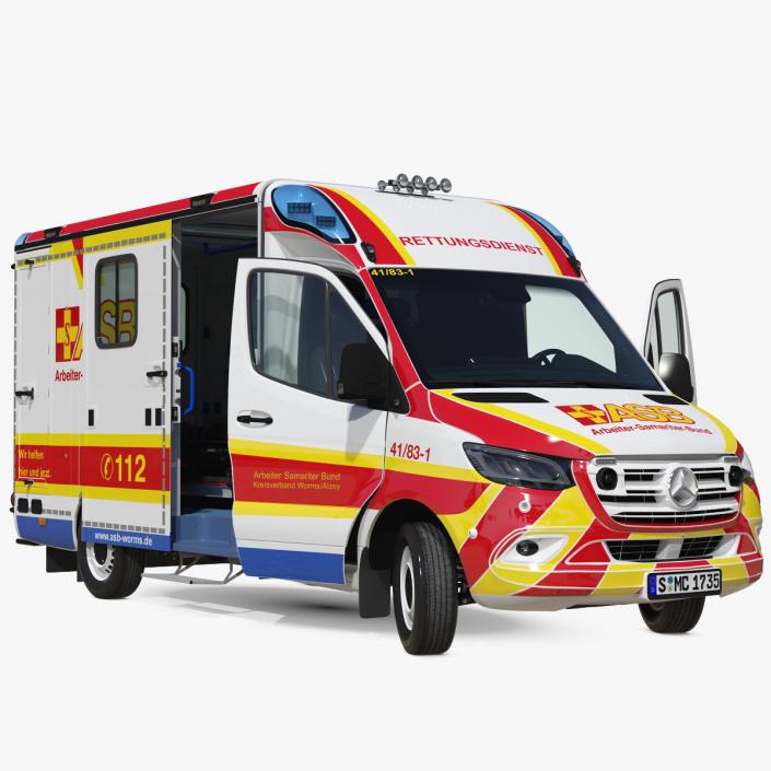 3D ASB Mercedes Sprinter Ambulance Rigged model