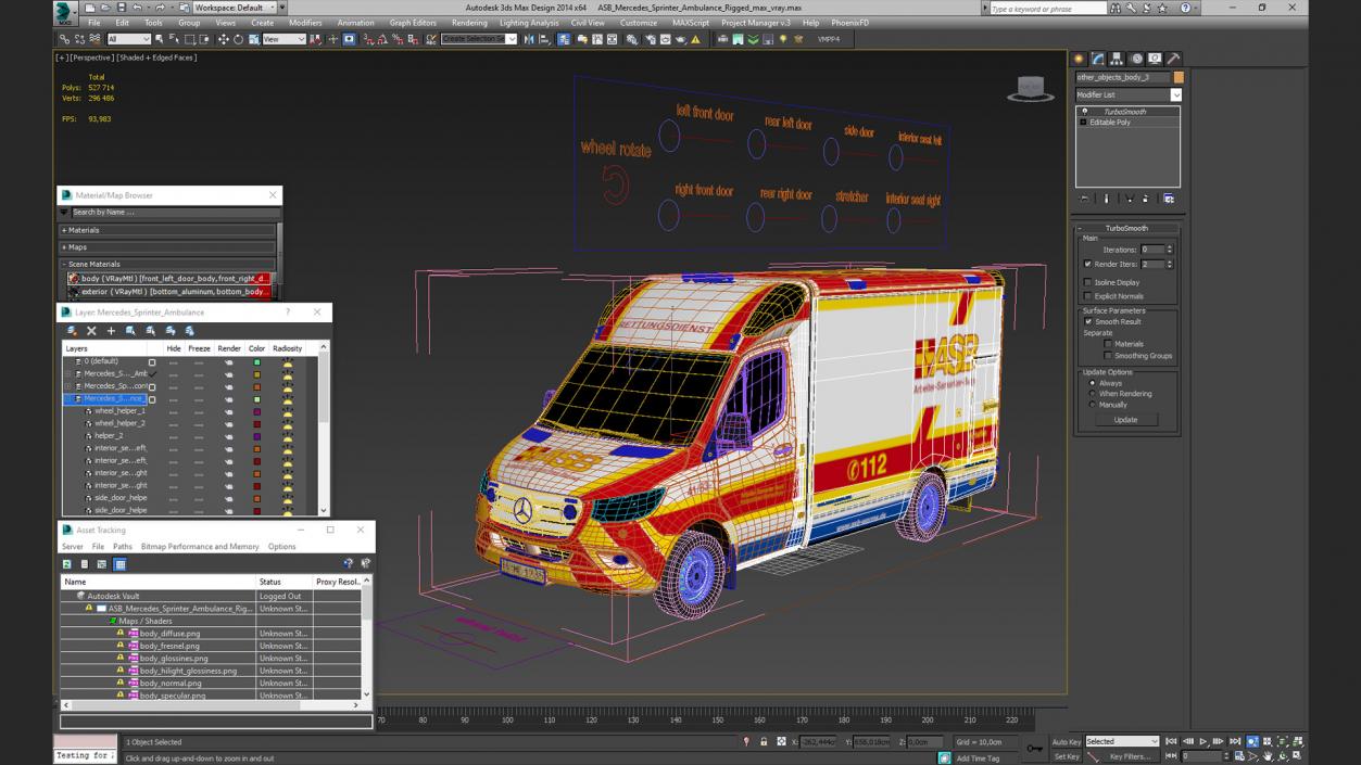 3D ASB Mercedes Sprinter Ambulance Rigged model