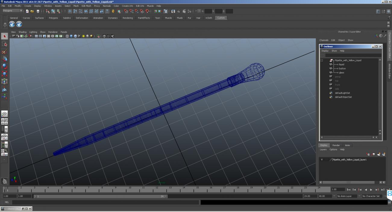 3D Pipette with Yellow Liquid