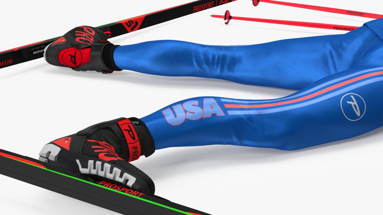 Biathlete Fully Equipped USA Team Shooting Pose 3D