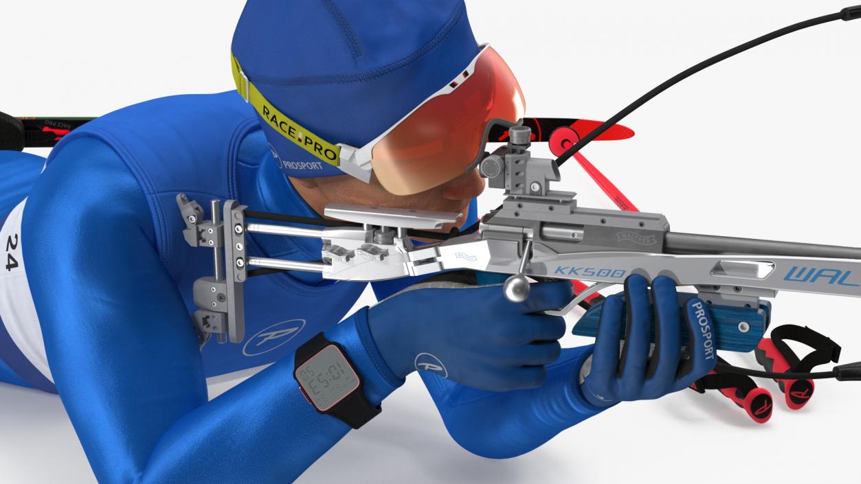 Biathlete Fully Equipped USA Team Shooting Pose 3D