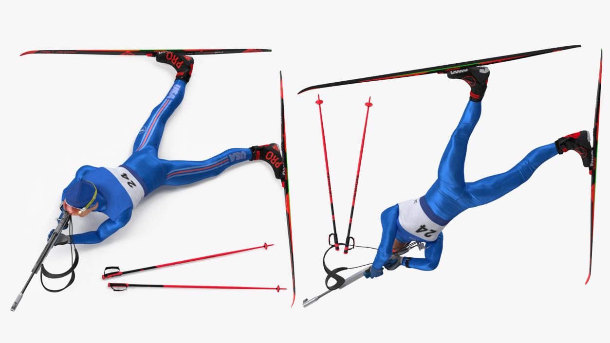 Biathlete Fully Equipped USA Team Shooting Pose 3D