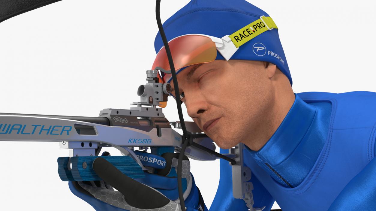 Biathlete Fully Equipped USA Team Shooting Pose 3D