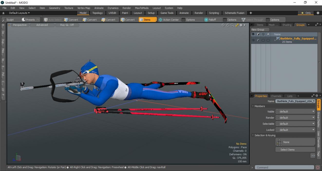 Biathlete Fully Equipped USA Team Shooting Pose 3D