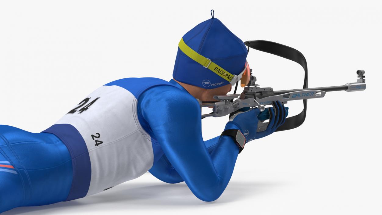 Biathlete Fully Equipped USA Team Shooting Pose 3D