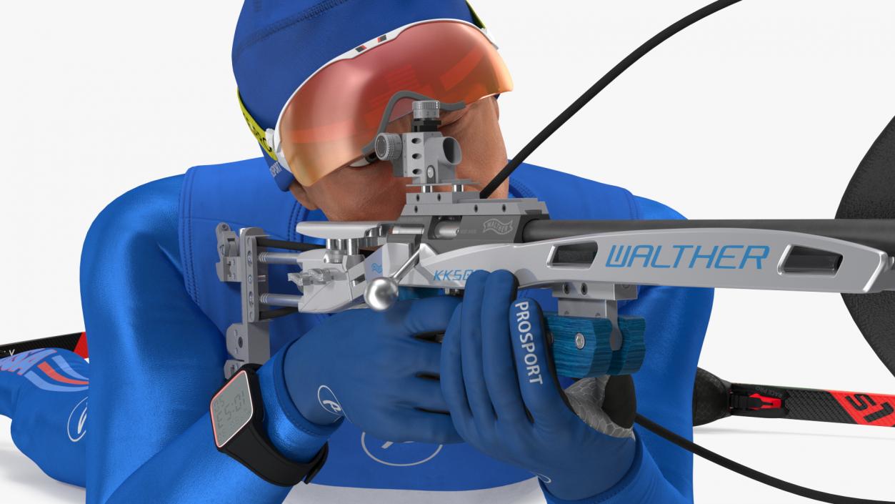 Biathlete Fully Equipped USA Team Shooting Pose 3D