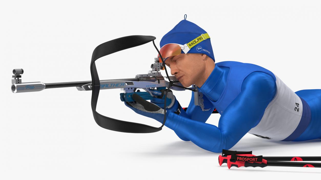 Biathlete Fully Equipped USA Team Shooting Pose 3D